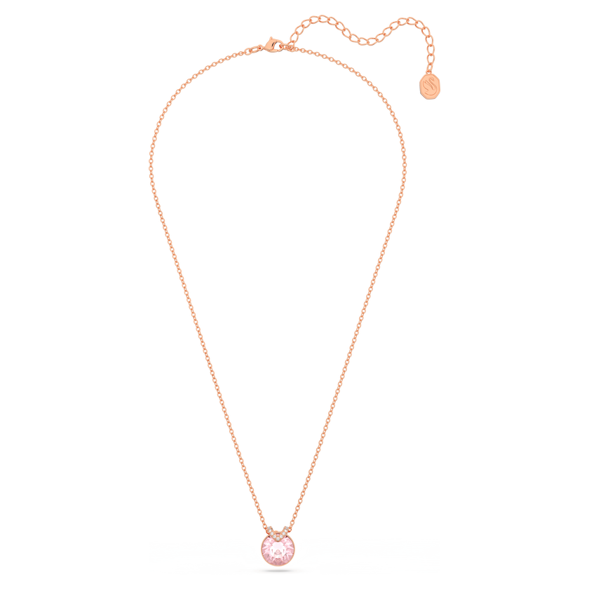 swarovski bella v pendant  round cut  pink  18k rose gold finish