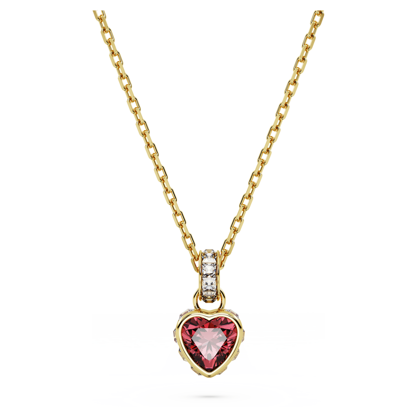 swarovski chroma pendant  heart  red  gold tone plated
