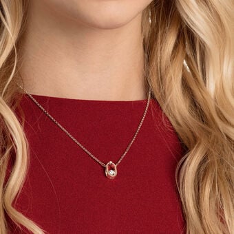 swarovski sparkling dance necklace  round cut  oval shape  white  rose gold tone plated