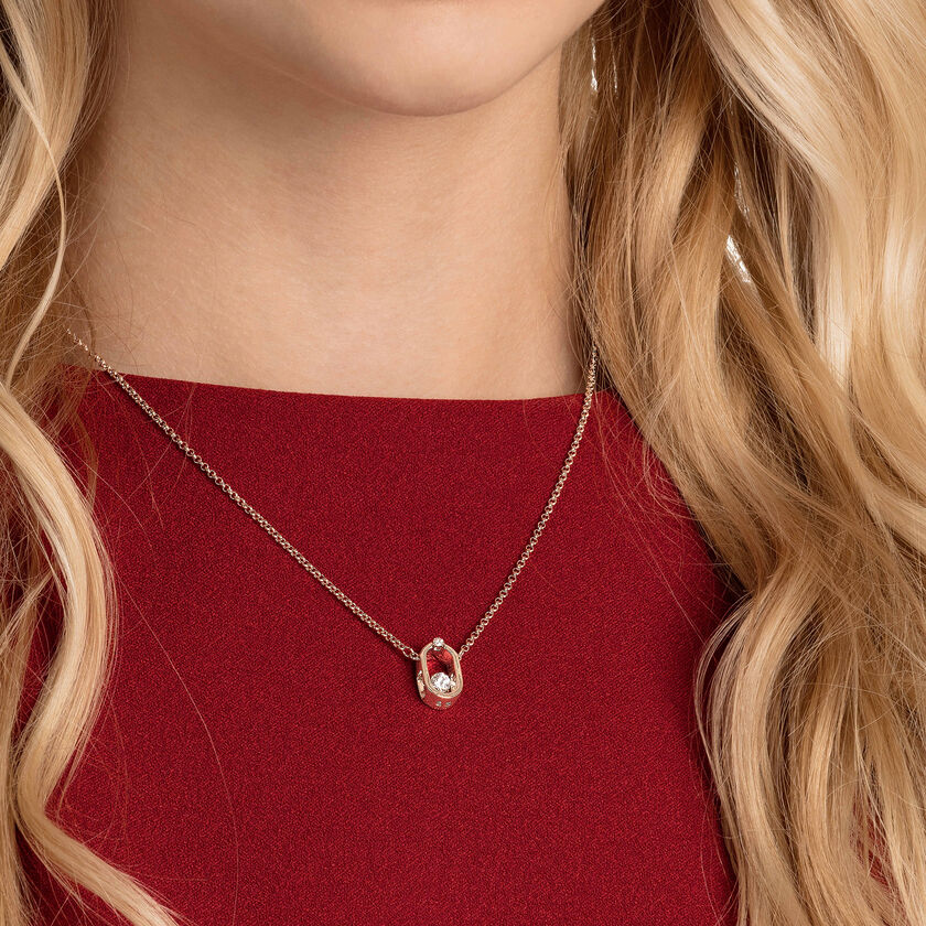 swarovski sparkling dance necklace  round cut  oval shape  white  rose gold tone plated