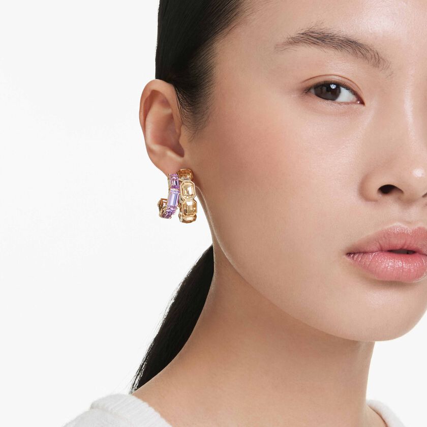 swarovski millenia hoop earrings  mixed cuts  multicolored  gold tone plated