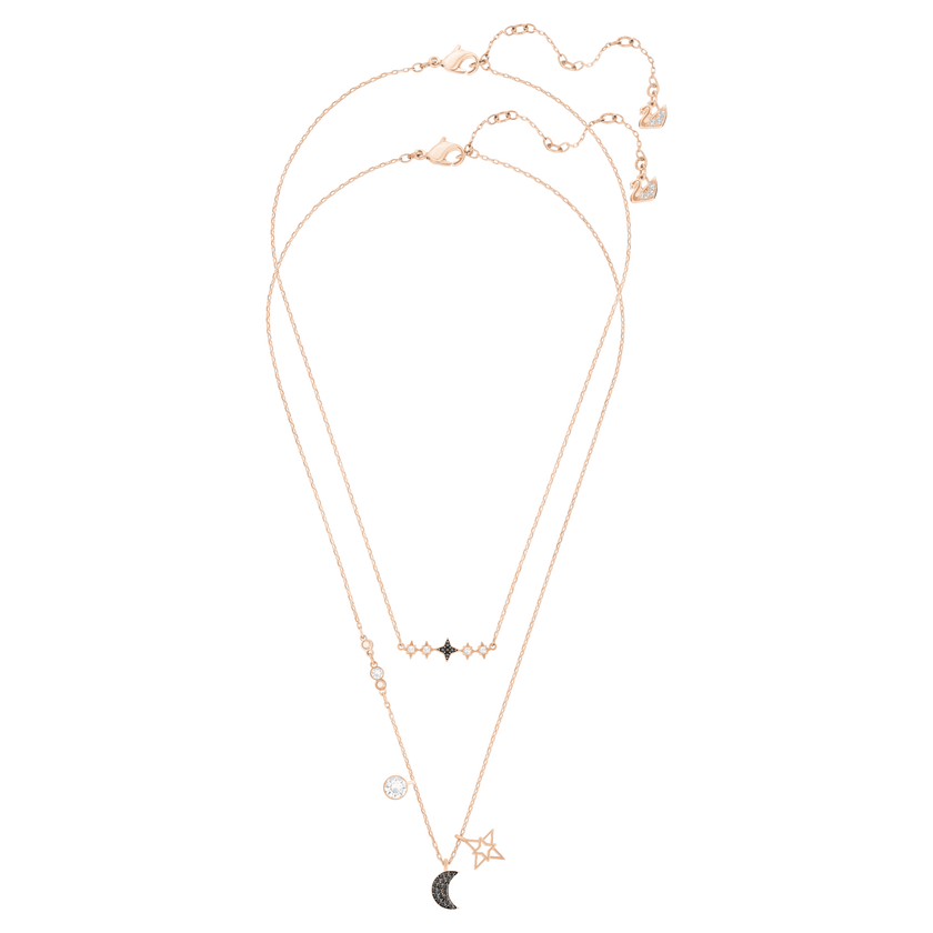 swarovski glowing necklace set  moon  multi coloured  mixed plated