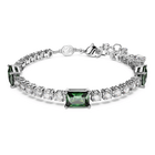 swarovski matrix tennis bracelet mixed cuts green rhodium plated