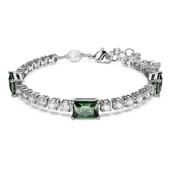 swarovski matrix tennis bracelet  mixed cuts  green  rhodium plated
