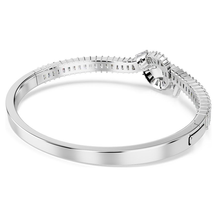 swarovski matrix bangle  baguette cut  knot  white  rhodium plated