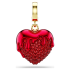swarovski idyllia charm  round cut  heart  red  gold tone plated