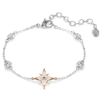 swarovski symbolica bracelet  round cut  moon  white  mixed plating