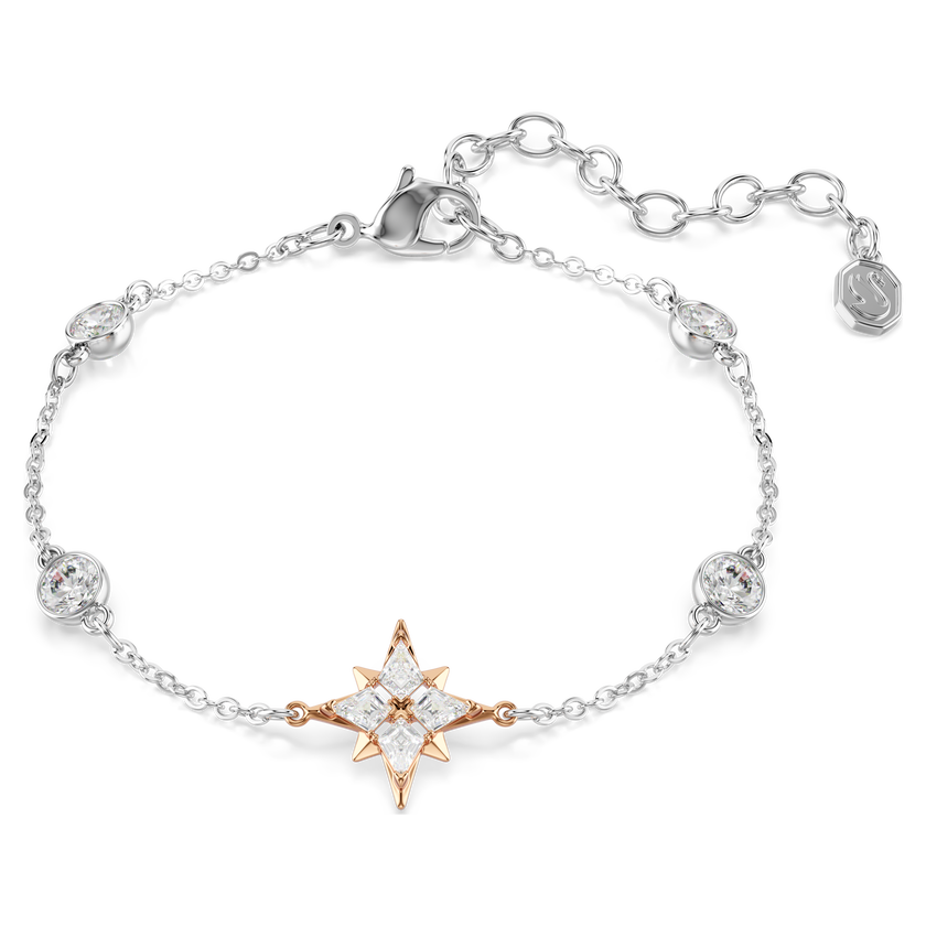 swarovski symbolica bracelet  round cut  moon  white  mixed plating