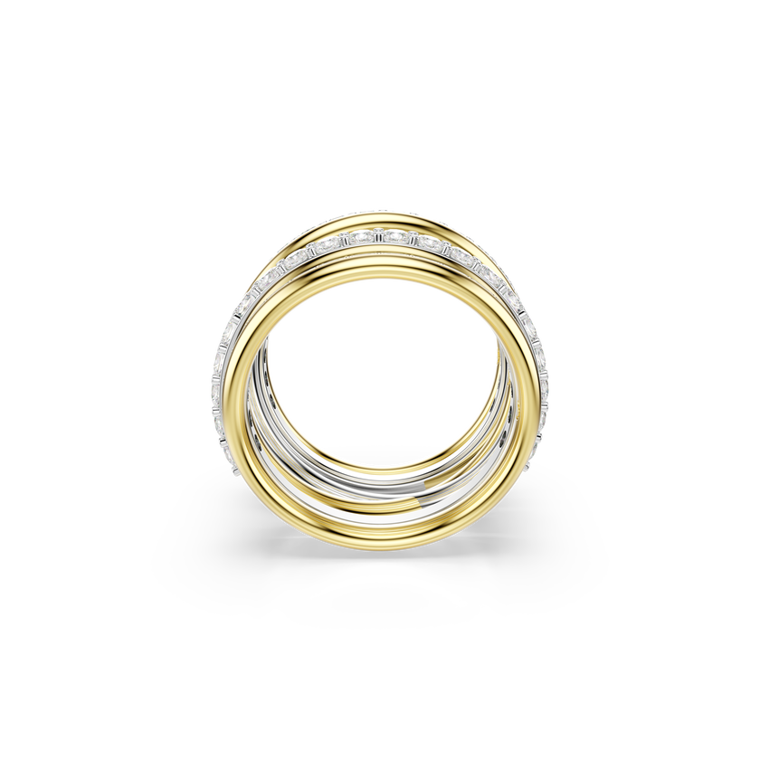swarovski hyperbola cocktail ring  round cut  white  mixed metal finish