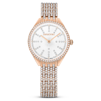 swarovski attract watch  swiss made  metal bracelet  rose gold tone  rose gold tone finish