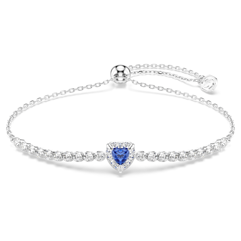 swarovski one bracelet  mixed cuts  heart  blue  rhodium plated