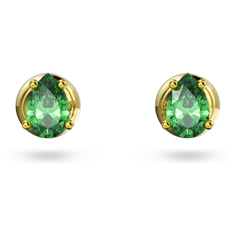 swarovski chroma stud earrings  pear cut  green  gold tone plated