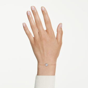 swarovski luckily bracelet  pav   eye  blue  rose gold tone plated