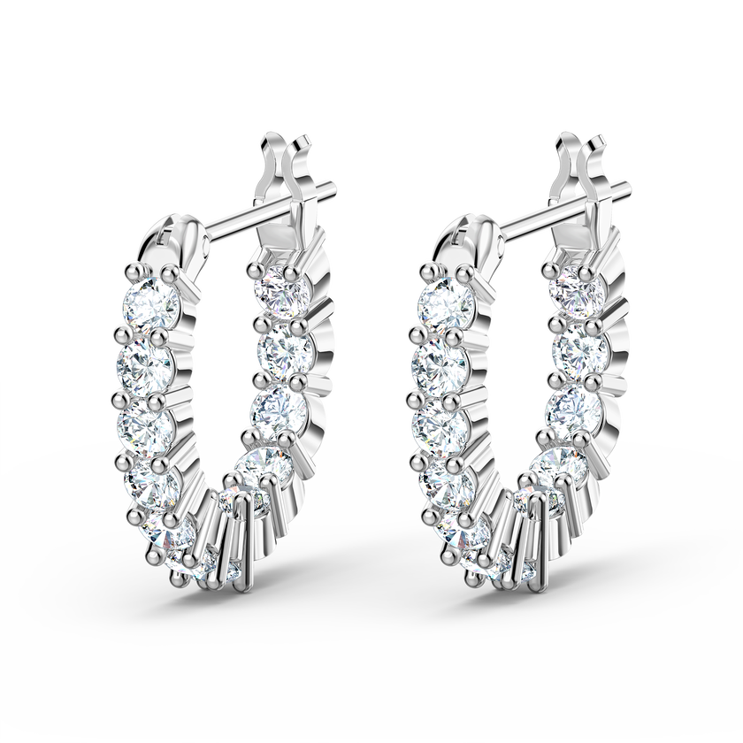 Buy Swarovski Vittore Mini Hoop Pierced Earrings, White, Rhodium plated