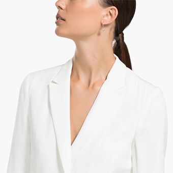 swarovski una drop earrings  round cut  pav   white  18k rose gold finish