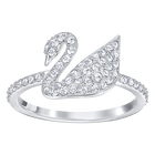 swarovski iconic swan ring  white  rhodium plated