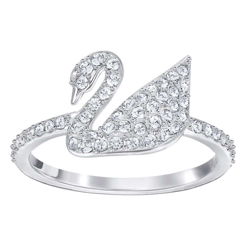 swarovski iconic swan ring  white  rhodium plated