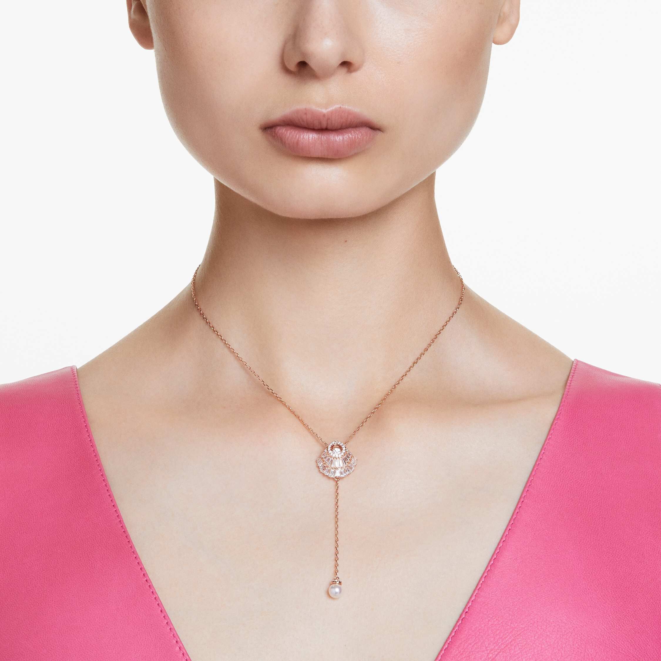 Buy Swarovski Idyllia Y pendant, Crystal pearl, Shell, White