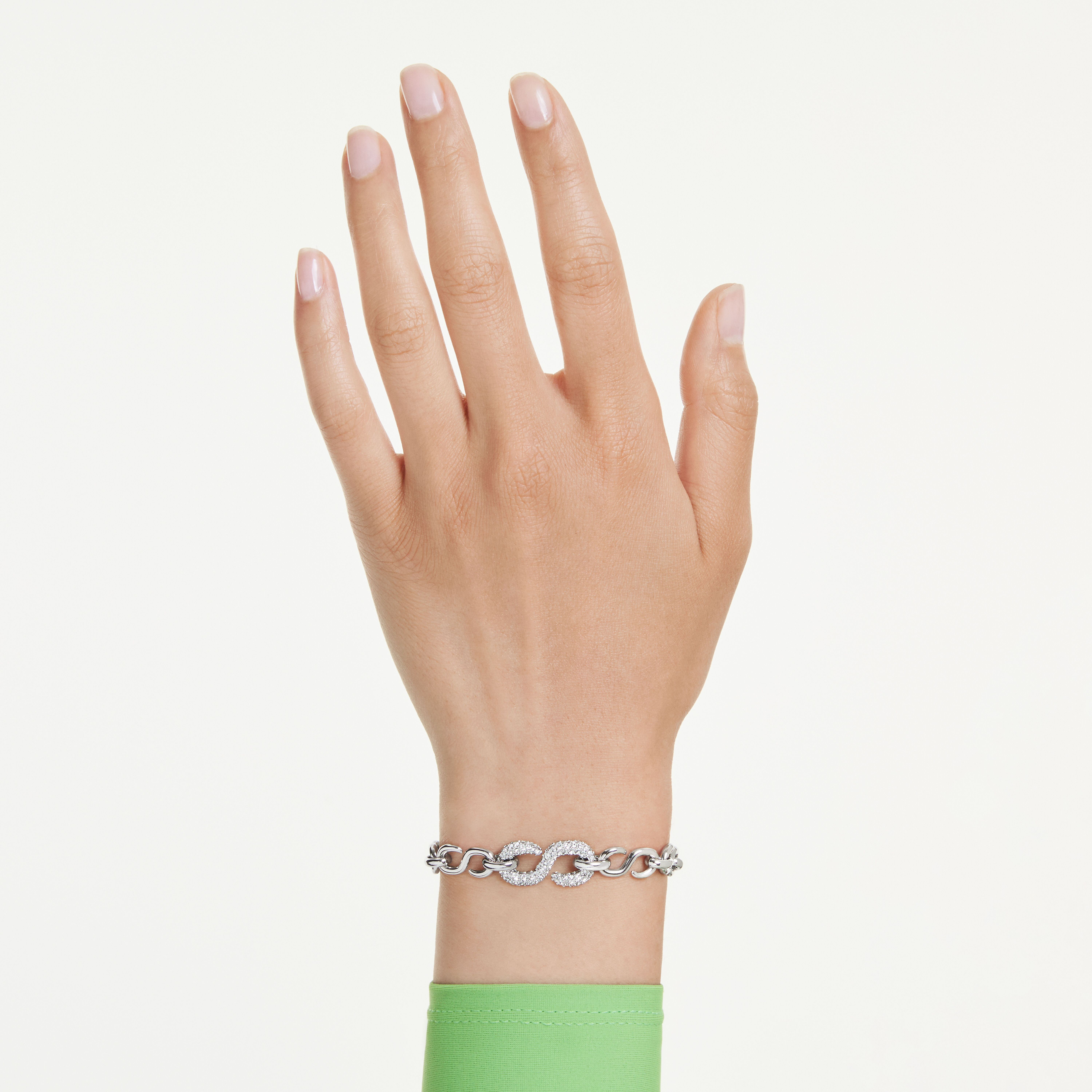 swarovski dextera bracelet  round cut  white  rhodium plated