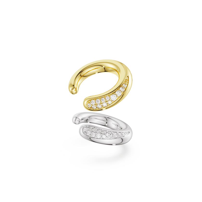 swarovski classica ear cuffs  round cut  white  sterling silver  18k gold finish