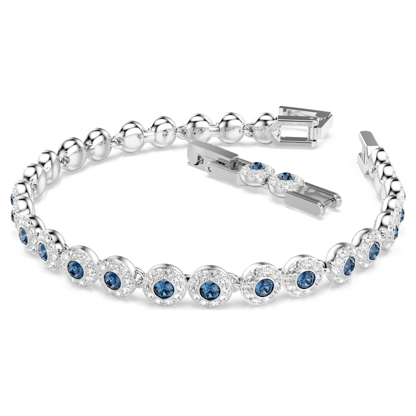 swarovski una angelic tennis bracelet  round cut  blue  rhodium plated