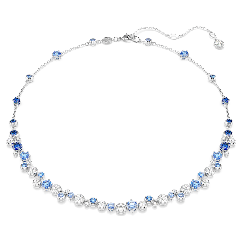 swarovski constella necklace  mixed cuts  blue  rhodium plated