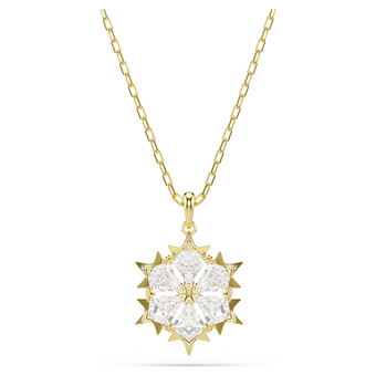 swarovski magic pendant  mixed cuts  snowflake  white  18k gold finish