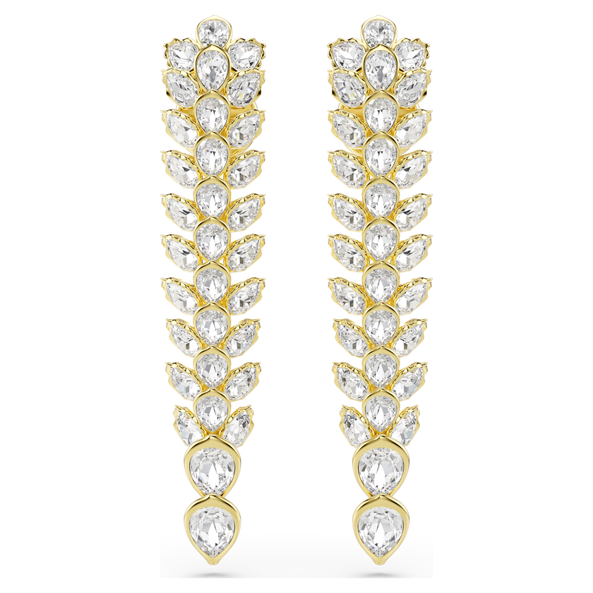 swarovski idyllia drop earrings  mixed cuts  long  white  gold tone plated
