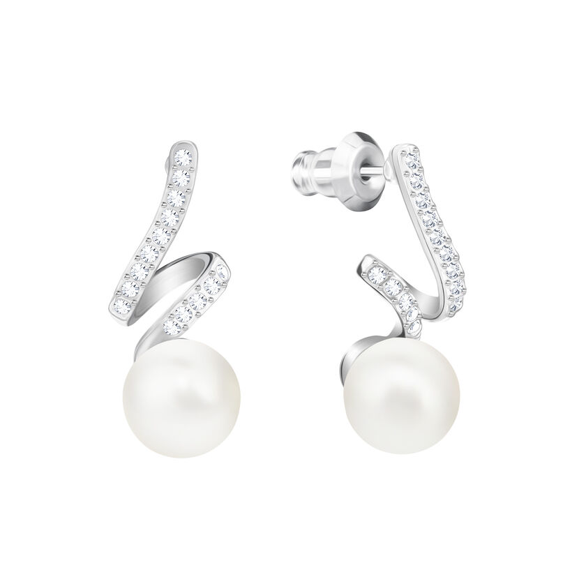 swarovski gabriella drop earrings  white  rhodium plated