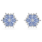 swarovski magic stud earrings  snowflake  blue  rhodium plated