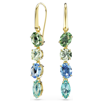 swarovski gema drop earrings  mixed cuts  multicolored  gold tone plated
