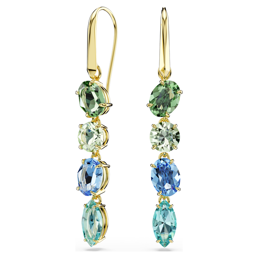 swarovski gema drop earrings  mixed cuts  multicolored  gold tone plated