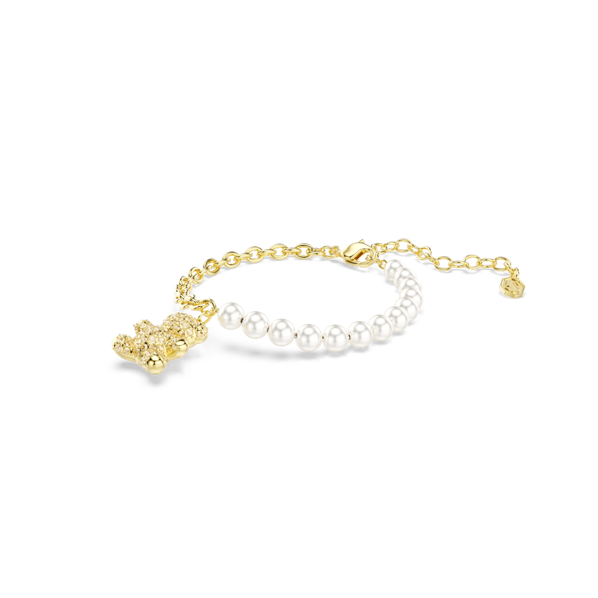 swarovski idyllia bracelet  crystal pearl  round cut  teddy  gold tone  gold tone plated