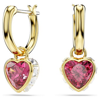 swarovski chroma drop earrings  heart  red  18k gold finish