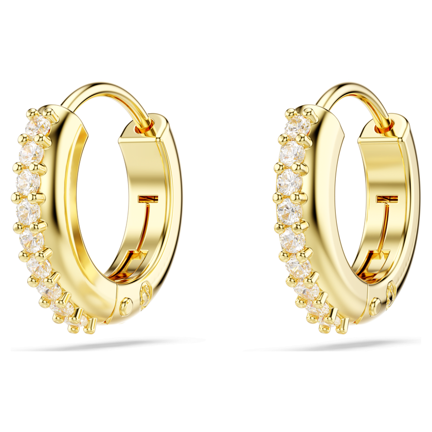 swarovski matrix hoop earrings  round cut  white  gold tone plated