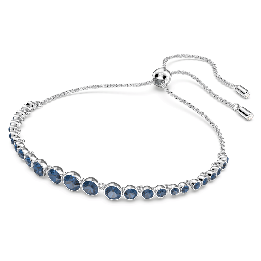 swarovski emily bracelet  mixed round cuts  blue  rhodium plated