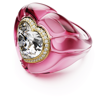 swarovski dulcis cocktail ring heart cut pav heart pink