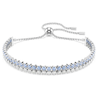 swarovski matrix bracelet  round cut  blue  rhodium plated