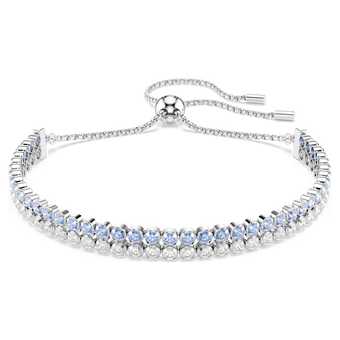 swarovski matrix bracelet  round cut  blue  rhodium plated