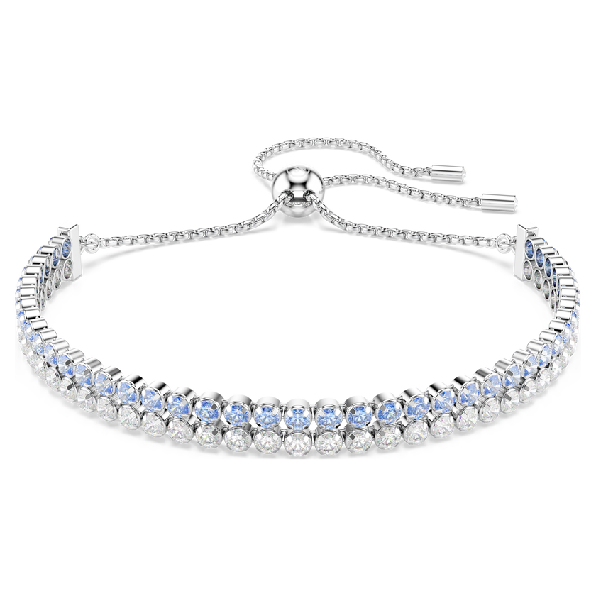 swarovski matrix bracelet  round cut  blue  rhodium plated