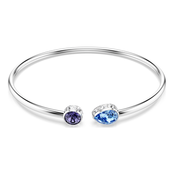 swarovski chroma bangle  mixed cuts  multicolored  rhodium plated