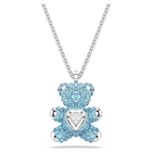 swarovski teddy pendant  bear  blue  rhodium plated