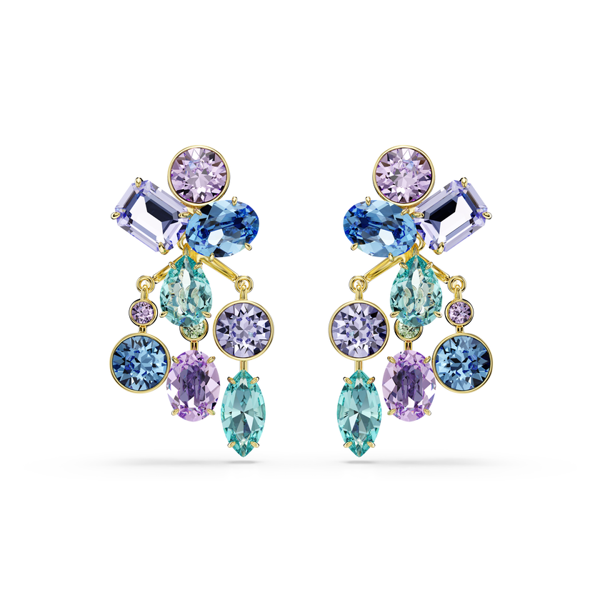 swarovski gema earring jackets  mixed cuts  multicolored  gold tone plated