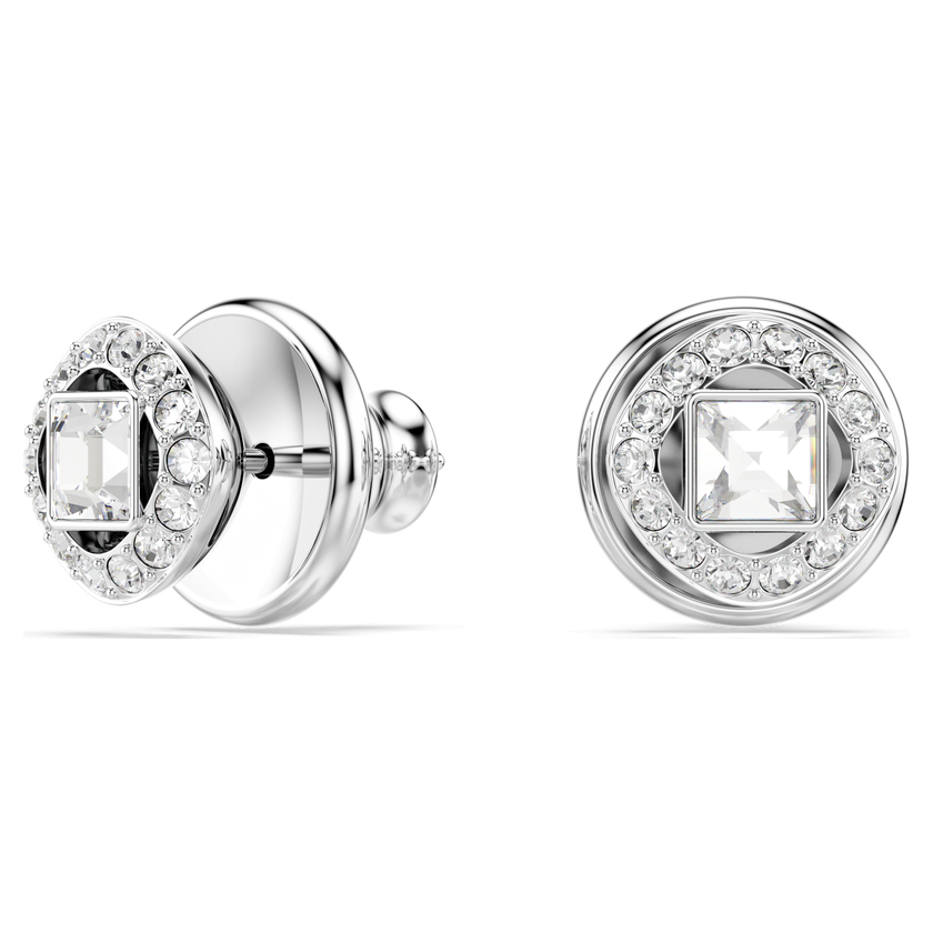 swarovski una angelic stud earrings  round cut  white  rhodium plated