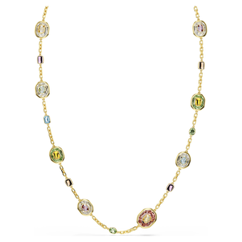 swarovski chroma strandage  octagon cut  multicolored  gold tone plated