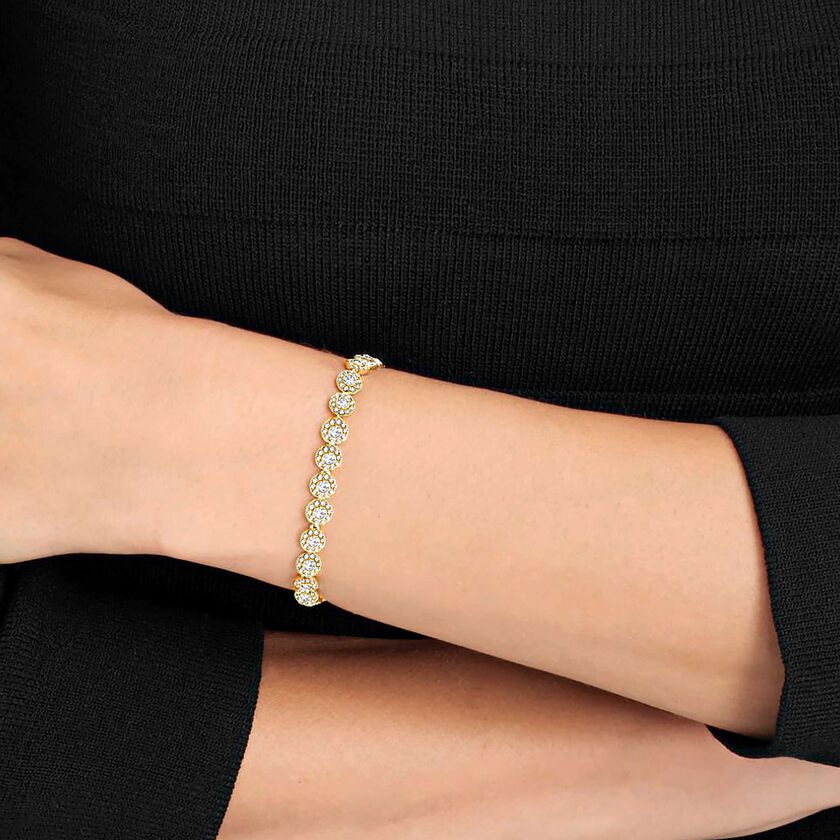 swarovski una angelic tennis bracelet  round cut  pav   medium  white  gold tone plated
