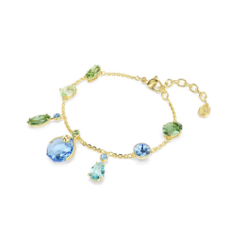 swarovski gema bracelet  mixed cuts  multicolored  gold tone plated