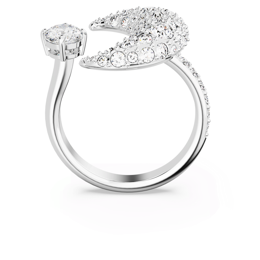 swarovski sublima open ring  moon  white  rhodium plated