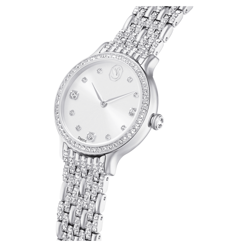 swarovski imber watch  swiss made  metal bracelet  silver tone  stainless steel