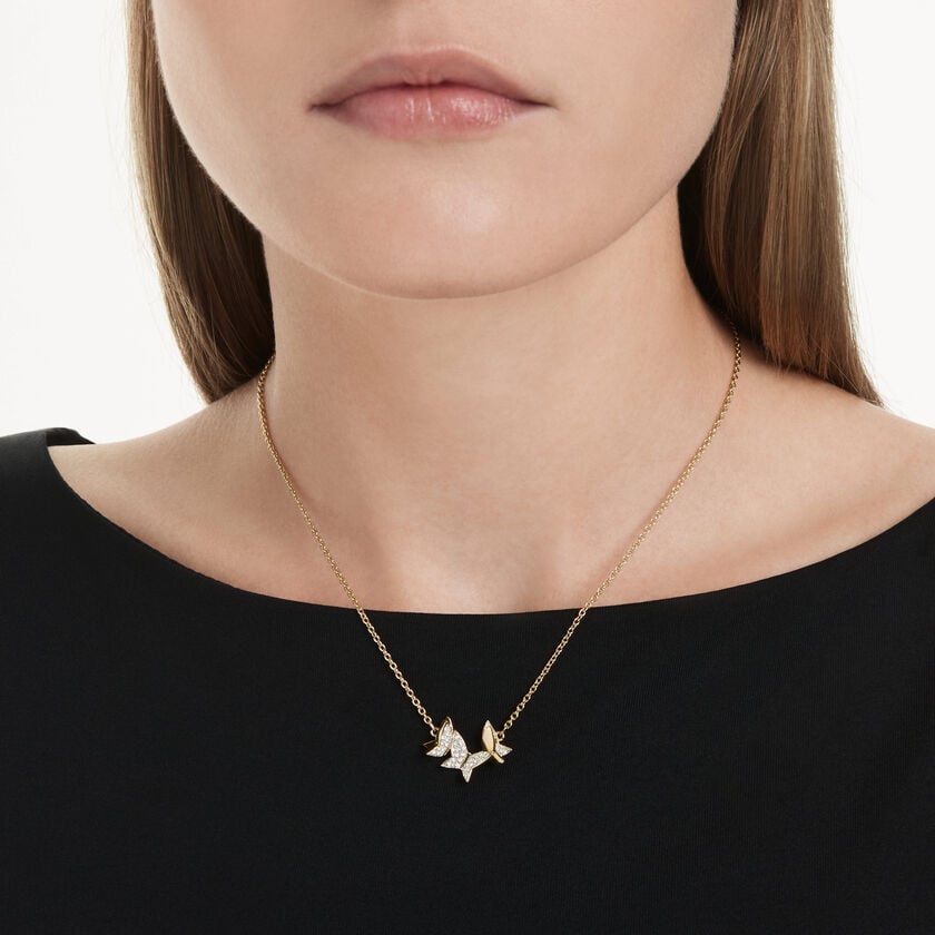 swarovski idyllia lilia necklace  butterfly  white  18k gold finish
